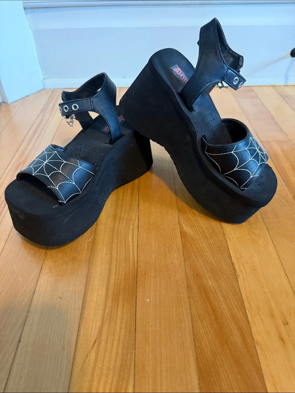 Demonia spiderweb platform sandals - size 7